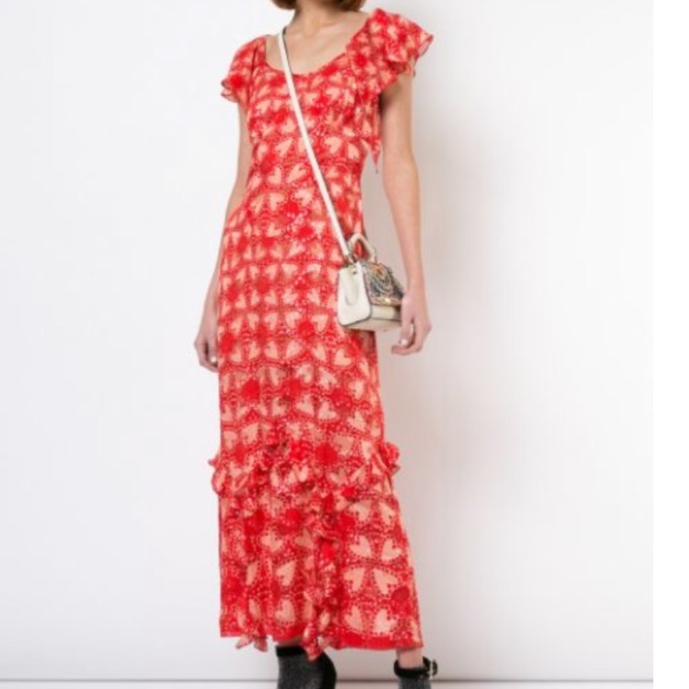 Anna Sui Chasing Hearts Metallic Jacquard Dress